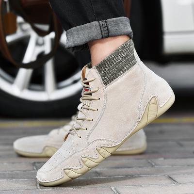 Men's Summer Breathable British Style Spring and Autumn High-Top Shoes Mid-Top Men's Short Boots Low-Top Worker Boot Genuine Leather