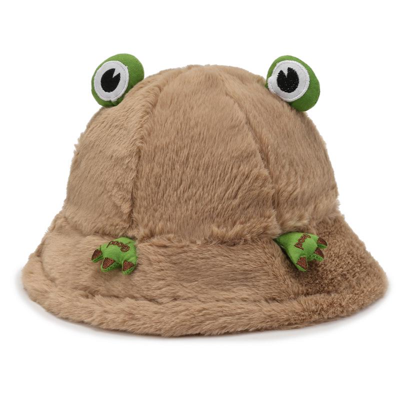 Cute Cartoon Frog Plush Warm Hat Autumn Winter Plush Fisherman Hat