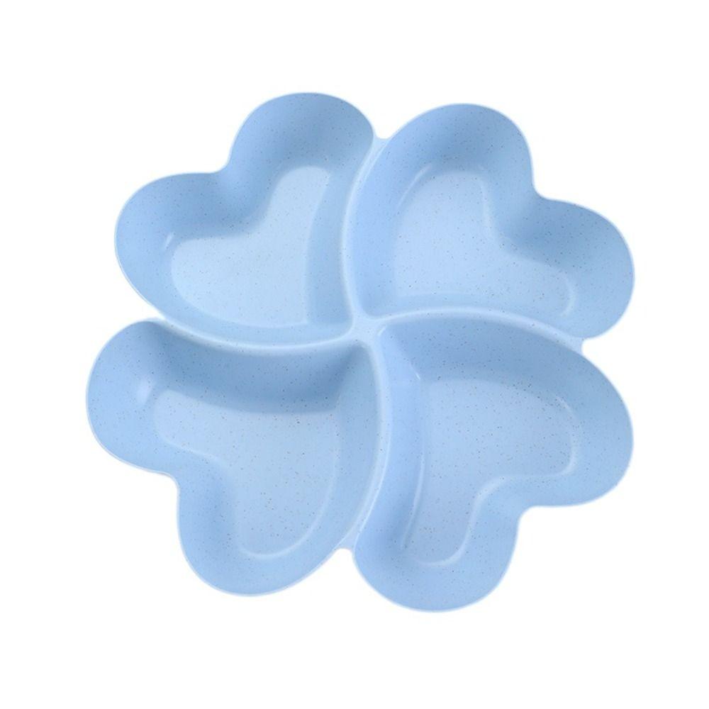 4-Compartment Appetizer Serving Platter Wheat Straw Unbreakable Food Storage Tray Four Leaf Clover Shape Snacks Serving Dish