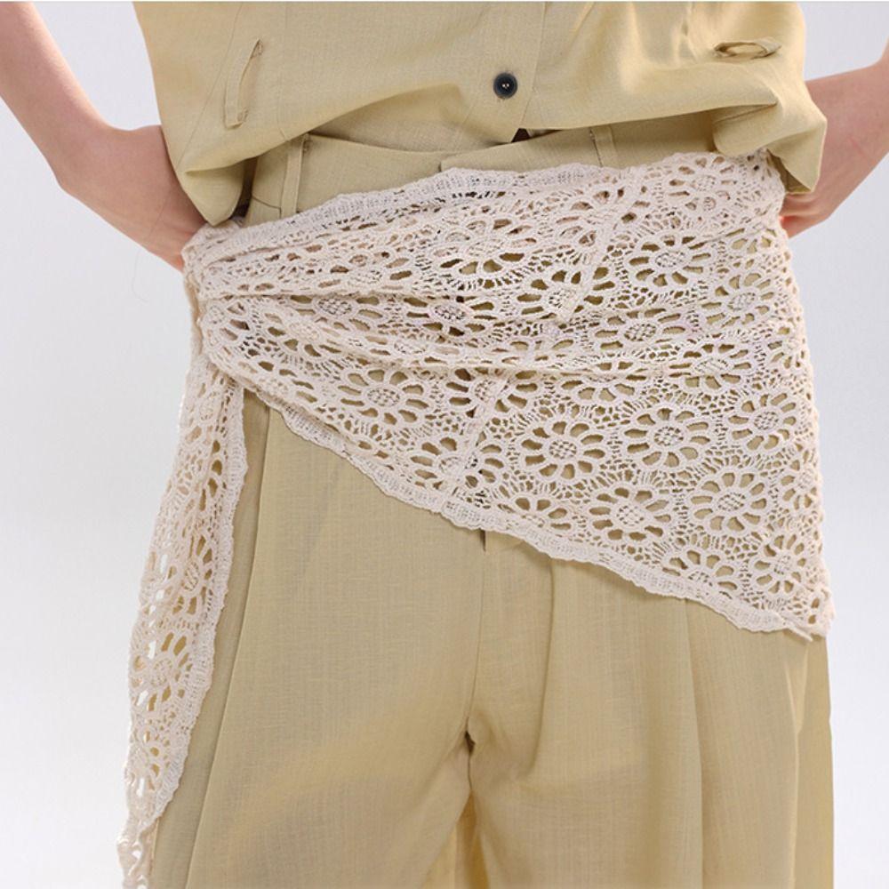 Ethnic Style Hollow Out Lace Shawl White Crochet Flower Scarves Elegant Fart Curtain Female
