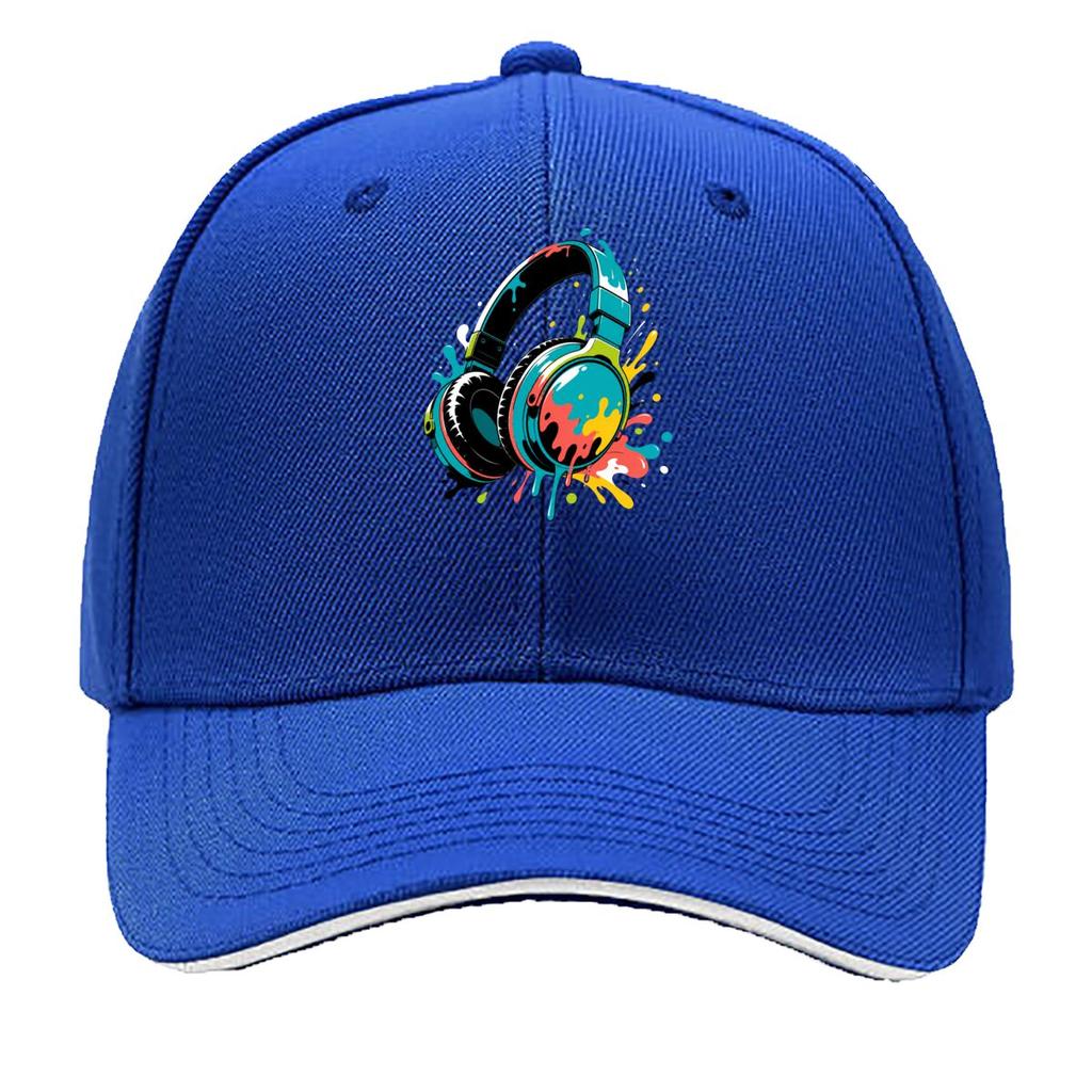 Abstract Neon Headphones Splash Artw Sandwich Baseball Cap Sun Cap Outdoor Workouts Hat