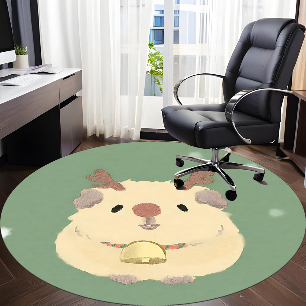 1pc Reindeer Plush Toy Chair Carpet for Office Non Slip, Lightweight, Machine Washable Rug for Office Holiday Decor