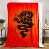 Black Dragon on Red Background Design Blanket, Flannel blanket for bedroom, living room, sofa, and nap sofas.