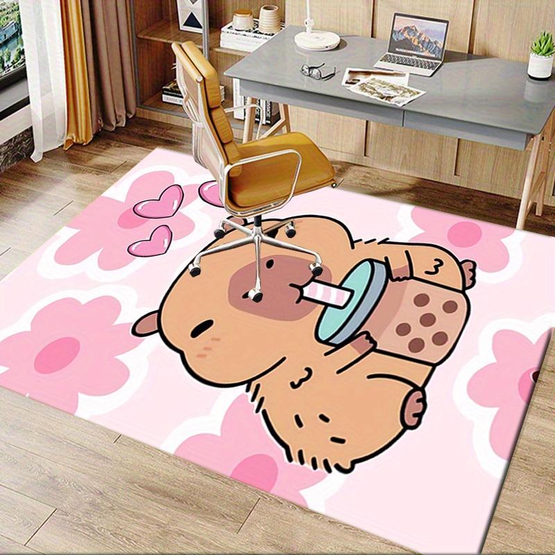 Cute, Capybara, Hearts Office Carpet Soft Polyester Entrance Carpet Washable Non slip Machine Washab