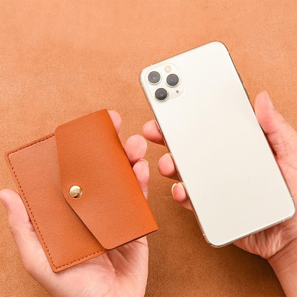 Solid Color Thin Envelope Card Bag Wallet Snap Button Coin Purse Retro Mini Wallet Women