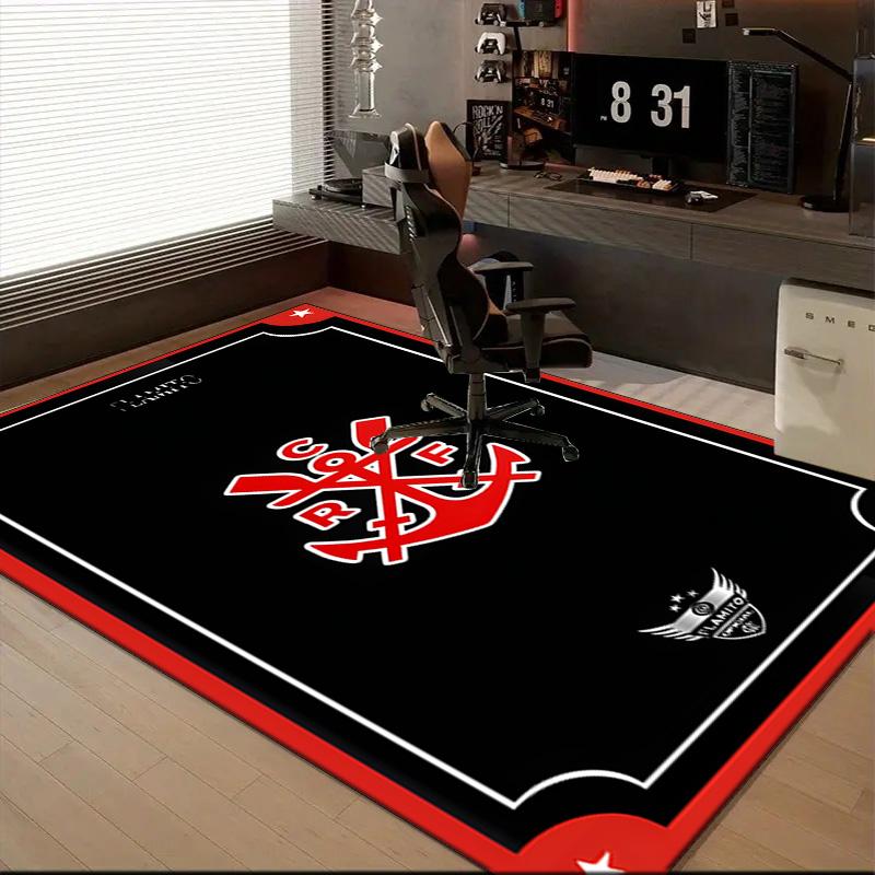 Fla-mengo Club Crest Printed Office Carpet Chair Cushion Entryway Rug, Rugs for Living Room, Bedroom Christmas gifts