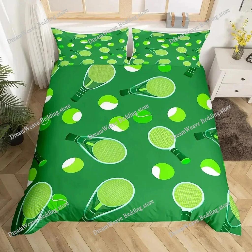 3D Tennis Bedding Set Full Size Sports Theme Comforter Cover Tennis Ball Games Yellow Duvet Cover Black White Quilt Cover963