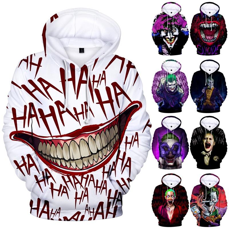 Funny Halloween Haha Joker Men Women 3d Sweatshirt Hoodies Hip Hop Tops Dress