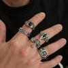 European and American Retro Hip-hop Exquisite Pattern Opening Adjustable Ring Five-piece Personalized Trend Ring