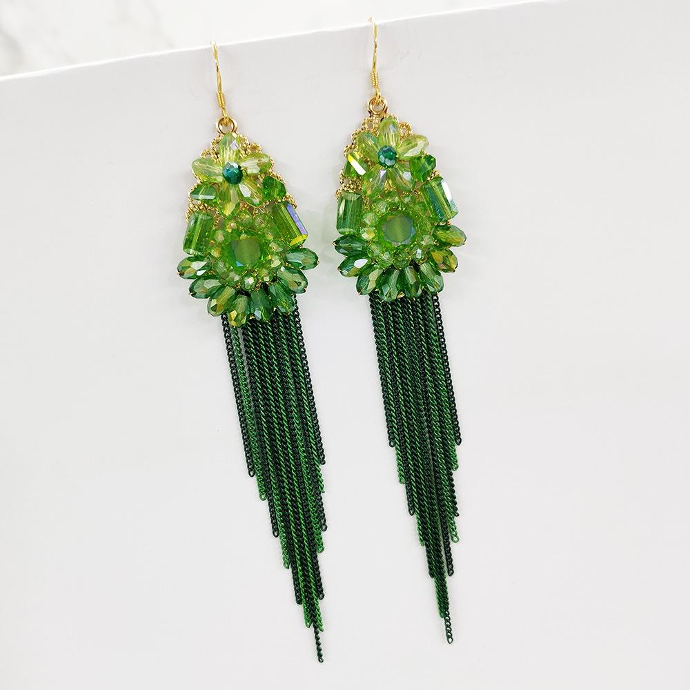 

Серьги с яркими цветочными мотивами, серьги с бахромой из бисера ручной работы, длинные женские серьги в этническом стиле