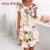 Polyester Short Sleeve Floral Print Dress With Digital Printing For Casual Spring Wear