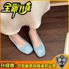 French retro flat-soled ballet shoes women's summer new suede commuting shallow mouth flat-soled single shoes soft-soled grandma shoes