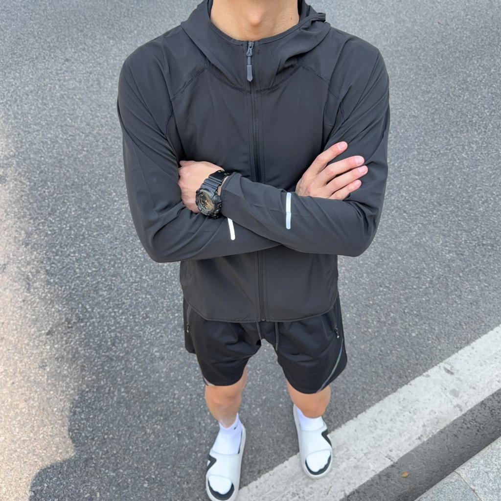 Giacca da Corsa Unisex, Giacca a Vento Sportiva da Ciclismo, Abbigliamento da Allenamento Riflettente da Esterno a Maniche Lunghe Asciugatura Rapida