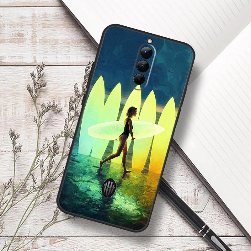 Surfing Art Surf Girl Case For ZTE Nubia Red Magic 8 9 10 8S 9S 10S 11 Pro Plus 6 7 6S 7S Pro 5G 6R 10 Air Funda