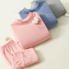 Thermo-Unterwäsche-Set für Teenager und Kinder, aus Wolle und Seide, weich und gemütlich, zweiteilig, für Jungen und Mädchen, Loungewear, dick, warm, atmungsaktiv, Nachtwäsche-Set für Kinder