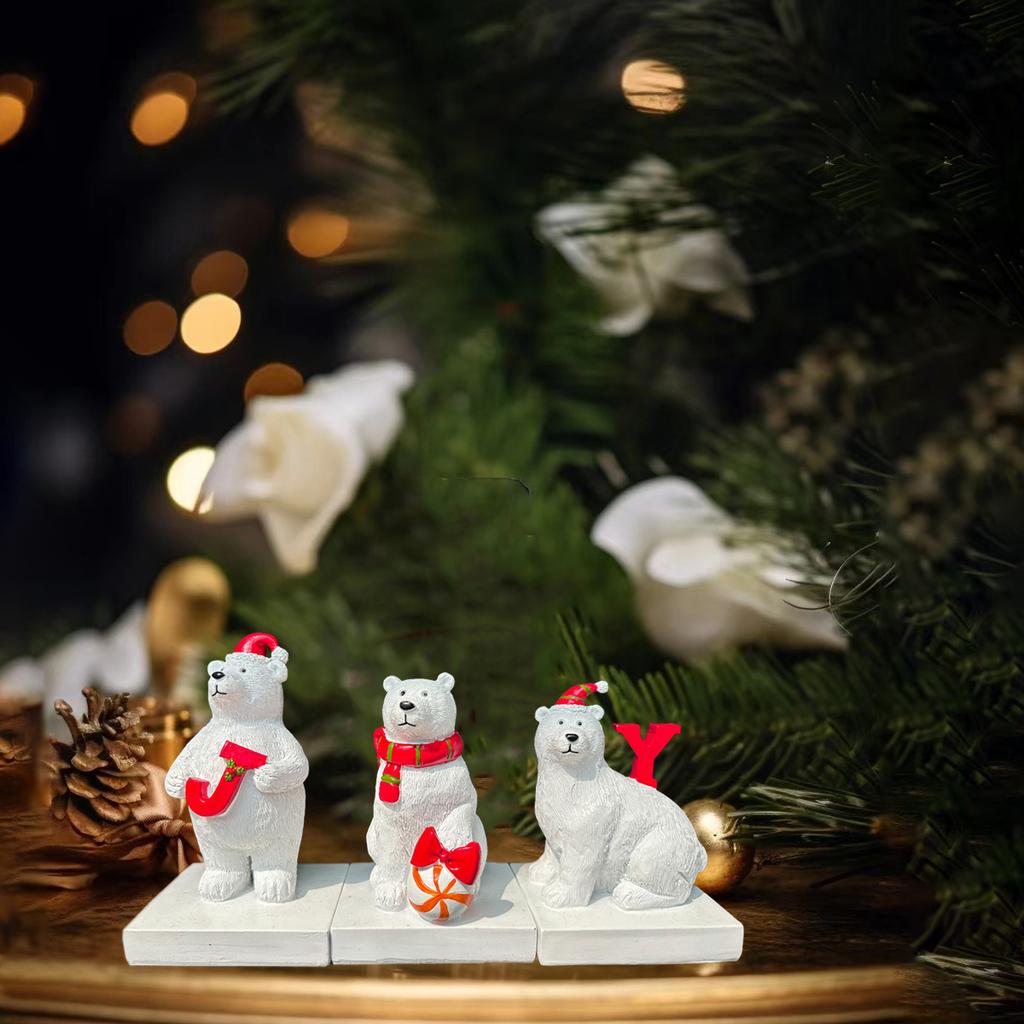 Polar Bear Resin Statue Christmas Decoration Cute Polar Bear Statue Decoration Home Decoration