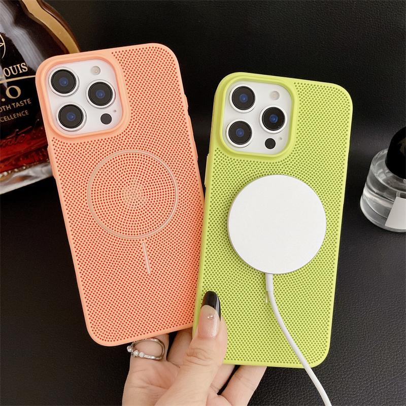 Magnetic Heat Dissipation Mesh For Magsafe Case For iPhone 16 14 15 Plus 13 12 11 Pro Max Cooling Breathable Hard PC Thin Cover