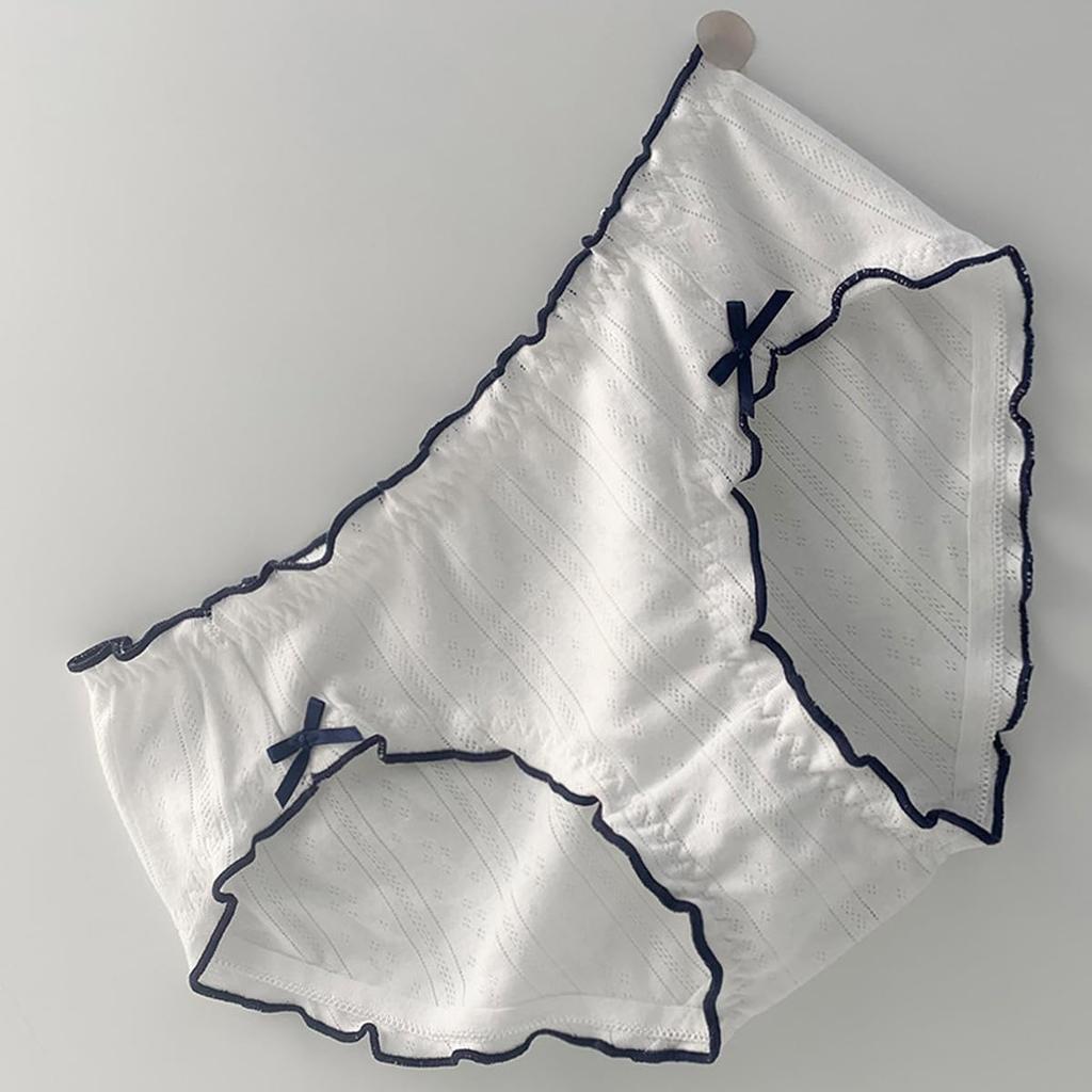 AZBESCZ Cotton Panties of with Satin Cute Lace and Ribbon Soft and Comfortable To the Touch 3 Women's (Set 3) Panties, Design, (Size L, Colors)