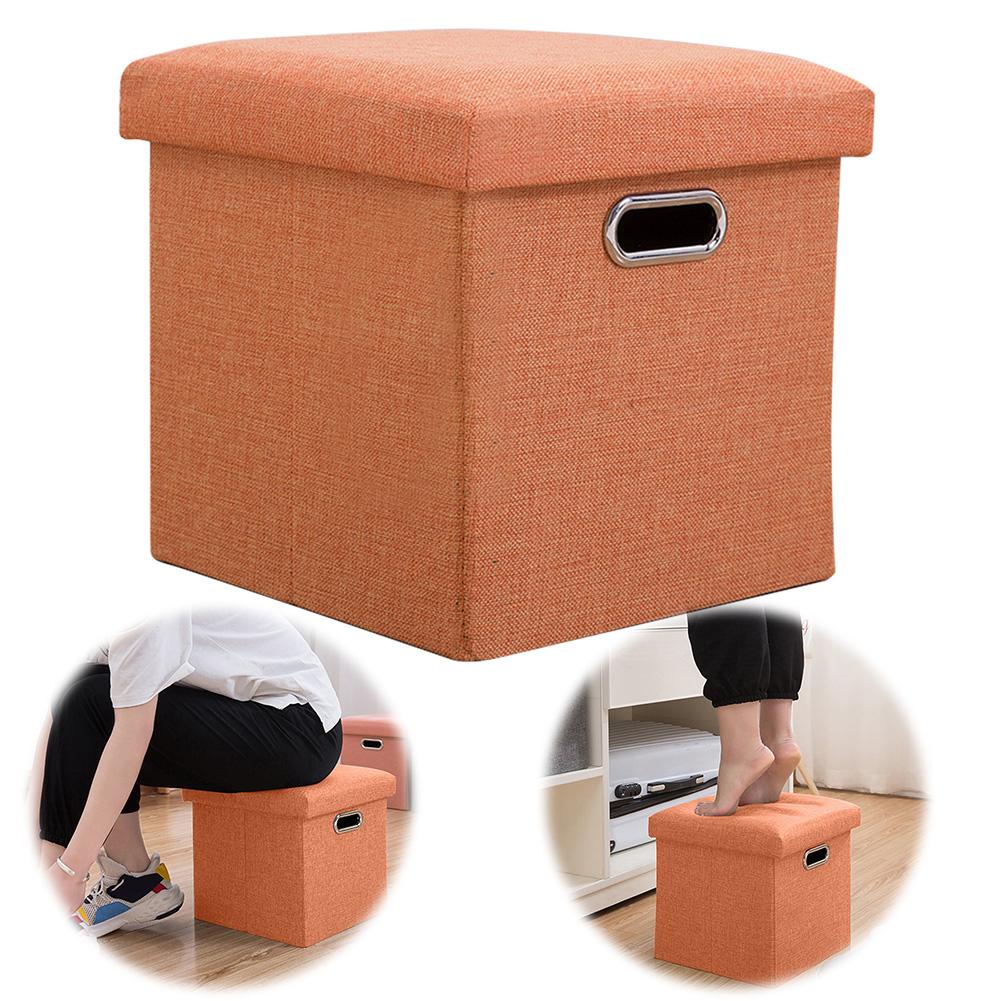 Folding Storage Ottoman Cube Chest with Sponge Lid 11.81x11.81x11.81inch Foot Rest Storage Footrest for Living Room Bedroom Dorm