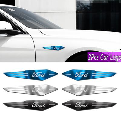 AKS1 2Pcs Car Styling 3D Reflective Metal Body Fender Badge Sticker For RS Edge Ecosport CMax Kuga MUSTANG Ghia ST Fiesta Fusion