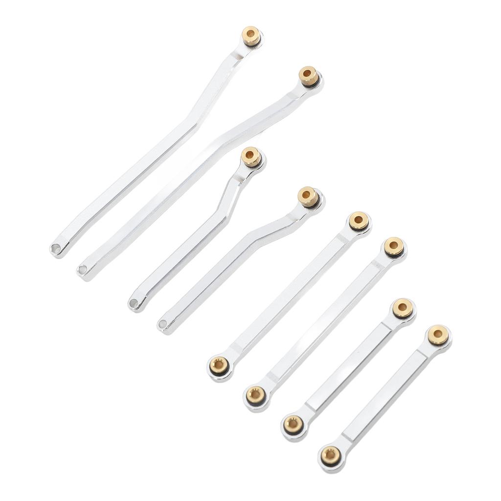 8PCS RC Wheelbase Link Rod Copper Aluminum Alloy RC Chassis Linkage Pull Rod for HOBBYPLUS 1 18 4WD CP18P RC Cars Silver