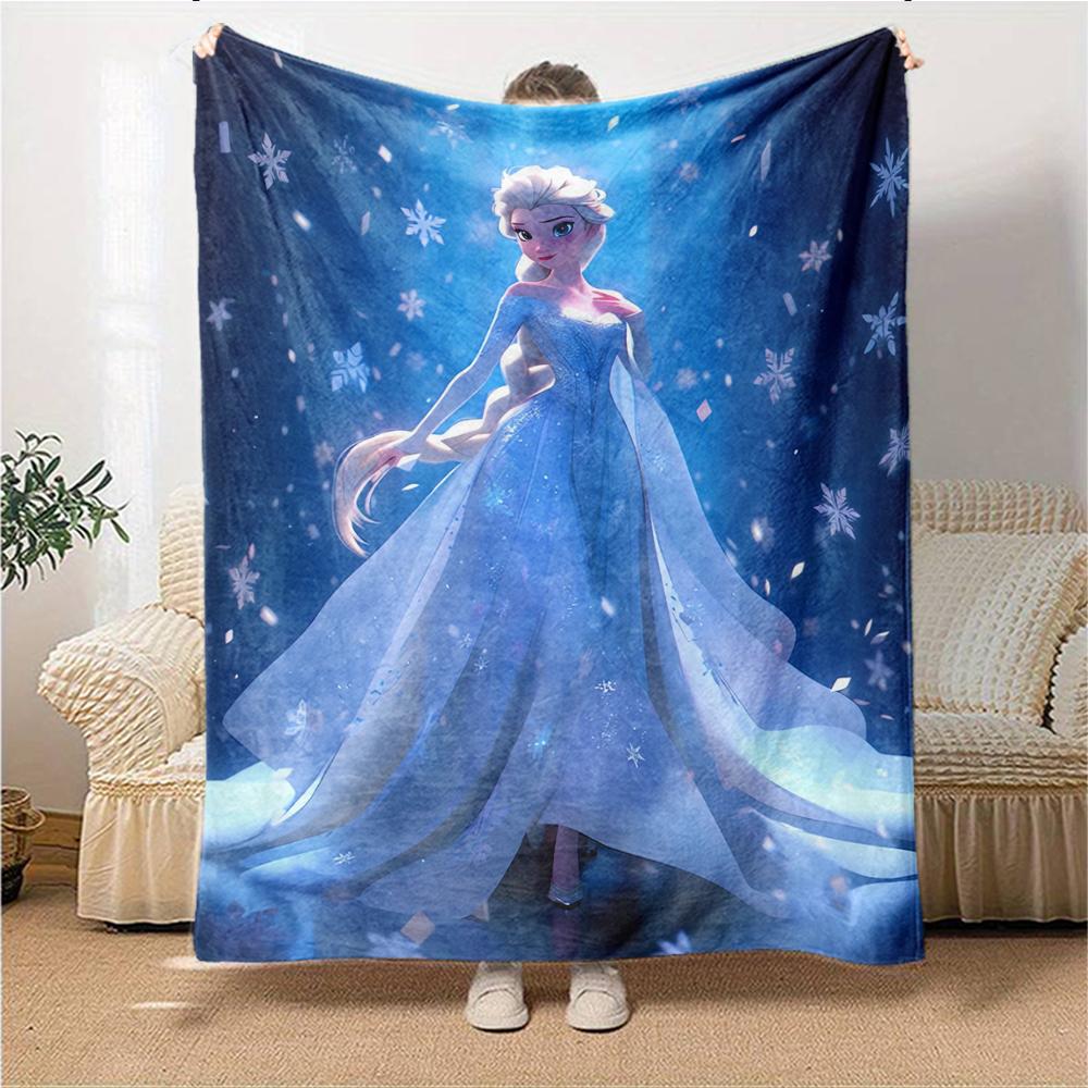1Pc Elsa'S Winter Fantasy Blanket For Couch Bed Plush Cozy Fuzzy Blanket Super Soft Warm Blankets For Fall And Winter 091871