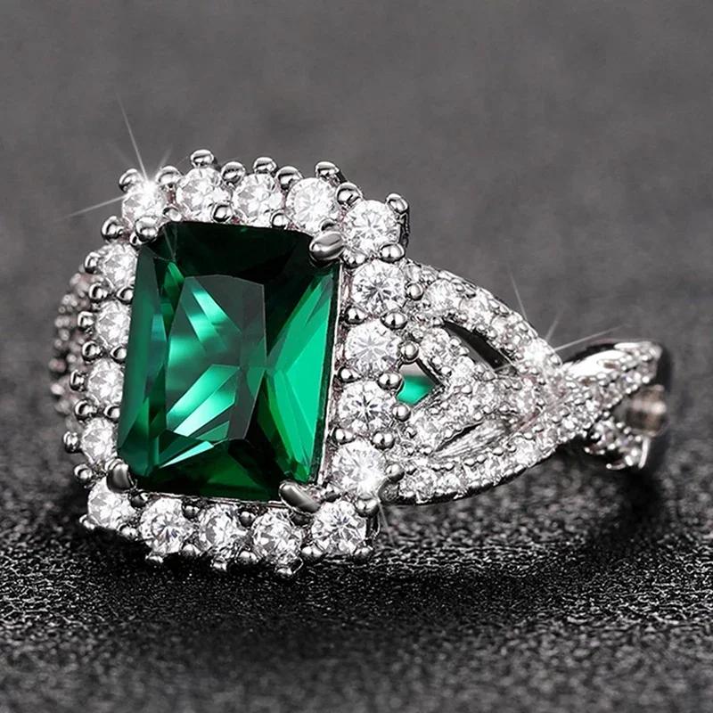 2026 New Luxury Fashion Green Zirconia Crystal Ring for Women's Engagement/Wedding/Anniversary Party Personalized Jewelry
