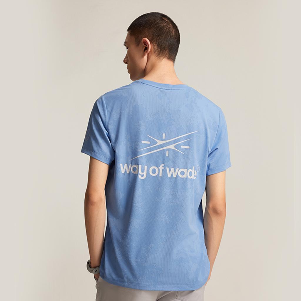 Li-Ning Basketball Series Letter Round Neck Breathable Versatile Short Sleeve T-Shirt Men Tops Sky-Blue ATSV059-3