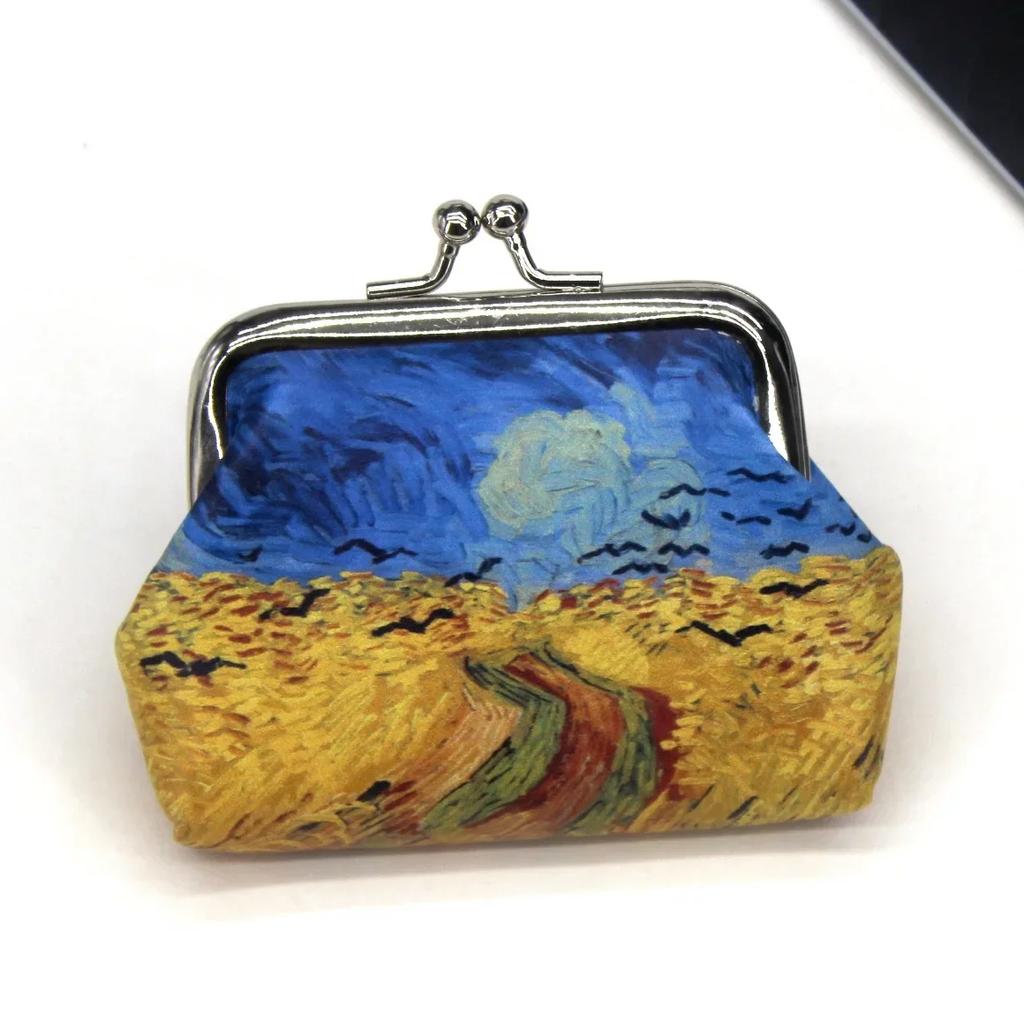 Monedero pequeño de piel sintética con estampado vintage para mujer, tarjetero y cartera corta.