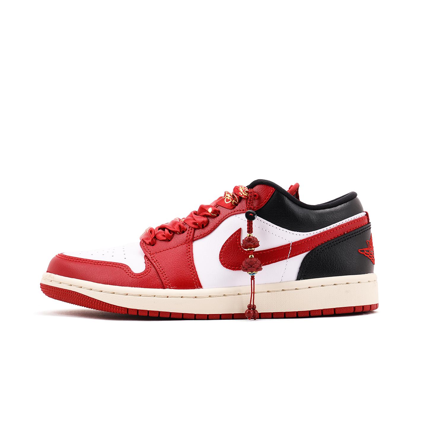 

Jordan Air Jordan 1 Leather Cushioning, Wear Resistant Low top Vintage Basketball Shoes Unisex Black Red DC0774-160(Team59-) 36.5