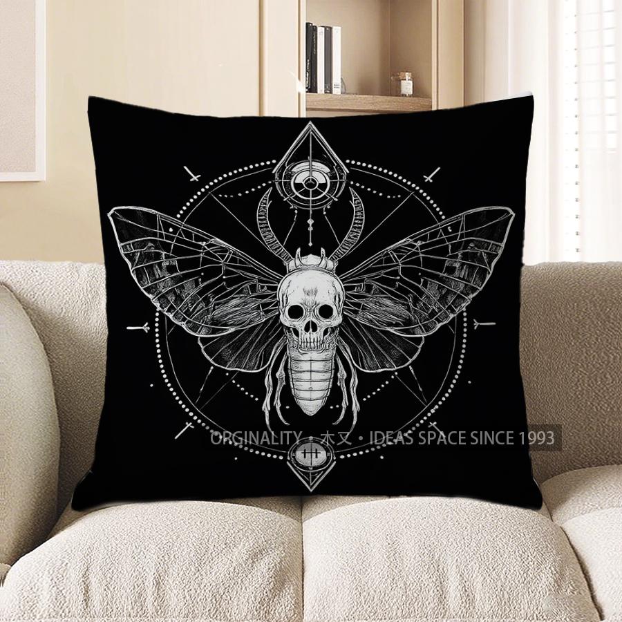 Home Decor Skull-Moth Geometric Pattern Throw Pillow Pattern Cushion Cover Suitable For Sofa Bedroom Car Pillow Cover