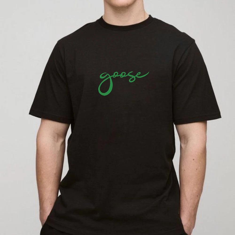 Black cotton band tshirt featuring goose design S