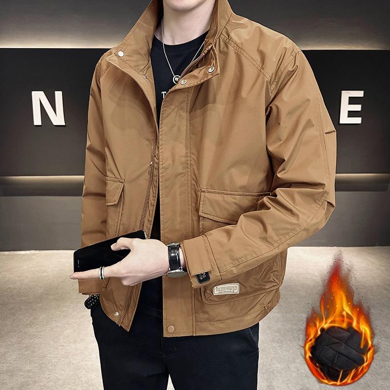 Jacket Men's Spring and Autumn New Loose Stand Collar Large Pocket Working Jacket Charge Men's Top