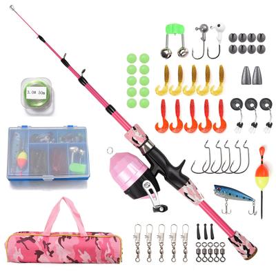 Canna da Pesca Telescopica per Bambini e Mulinello Combo Kit Completo con Mulinello Spincast e Amo Amo Esca Girelle Borsa per il Trasporto 1,2m/1,5m