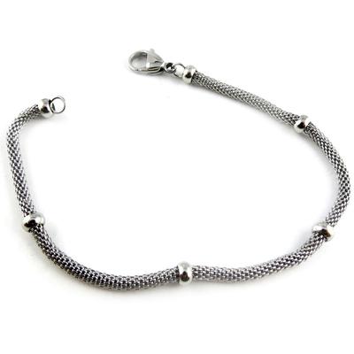 [K9368] - Silver 'Choreography' Steel Bracelet 19 Cm 3 Mm