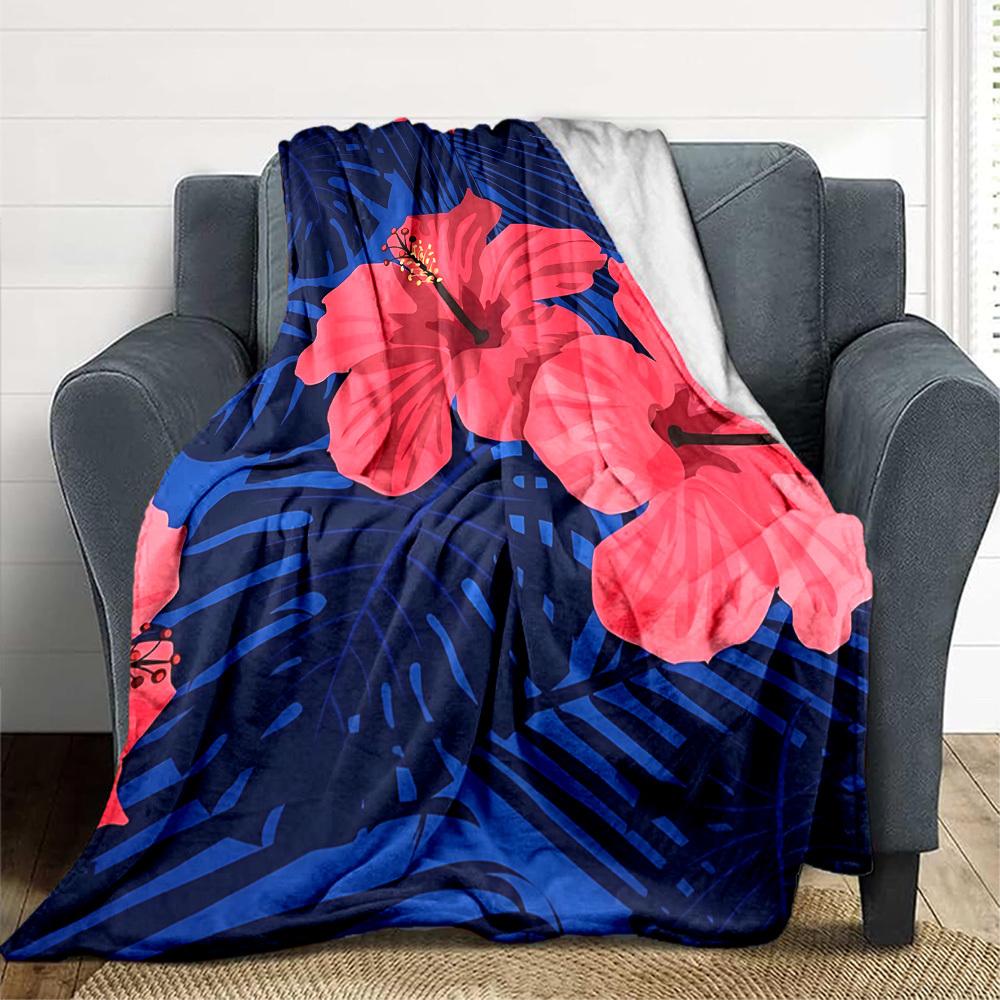 1pc Tropical Flowers Blanket Warm, Cozy, And Soft, Suitable for Sofas, Beds, Cars, And Office Use.Perfect for Camping And Travel, Making It a Great Gi