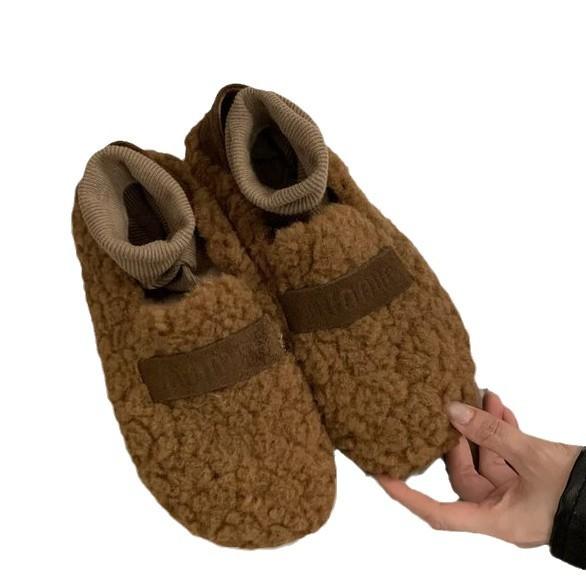 Evening Wind Fluffy Shoes Women's Outer Wear 2025 Autumn and Winter New Mary Jane Plush Single Shoes Soft Sole Plush Warm Cotton Shoes