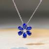 S925 Sterling Silver Daisy Flower Aquamarine Zircon Stud Earrings for Women - European & American TikTok Style