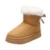 2025 Winter New Snow Boots Women's Fluffy Bow Piled Thickened Warm Non-slip Winter Cotton Boots Large Size