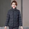 Frauen Baumwolle Jacke Stehkragen Langarm Einfarbig Reißverschluss Herbst Winter