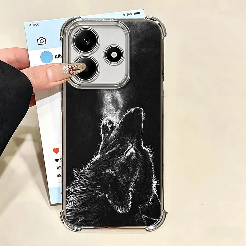 Wolf Moon Animal Plating Phone Case For Xiaomi Redmi Note 14 15 Pro Plus 13 12 11 11S 11T 10 9S 9 5G Anti-Fall Airabag Cover
