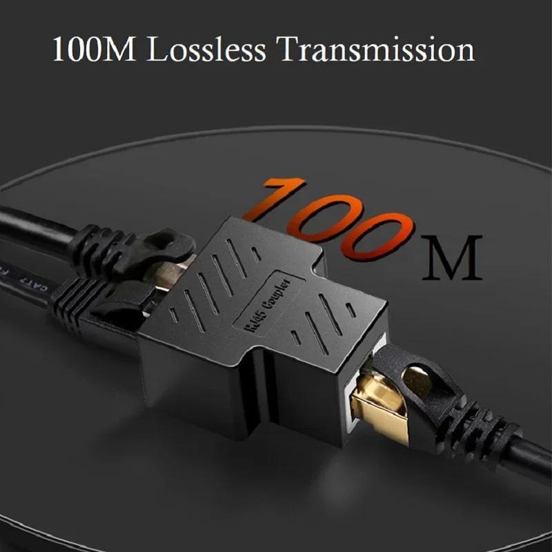 2Pcs 1 To 2 Way LAN RJ45 Extender Splitter Ethernet Adapter For Internet Cable Connection 1 Input 2 Output High Quality