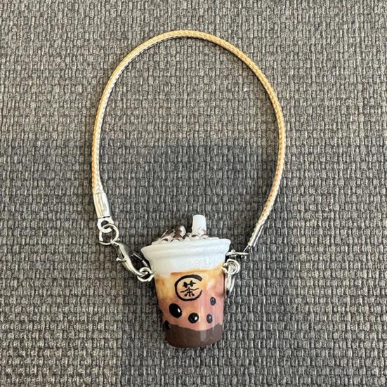 Miniature Bubble Tea Cup Hair Clip Accessory DIY Creamy Epoxy Doll Jewelry Attachment Decorative Component Pendant