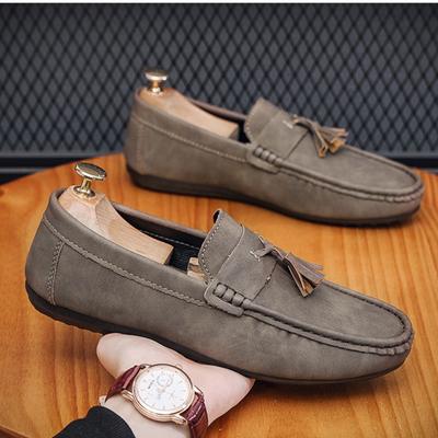 Sapatos Masculinos Baixos 2024 Outono Novo Estilo Borla Fundo Plano Conforto Antiderrapante Sapatos Únicos Resistente ao Desgaste Sapatos Casuais Biqueira Redonda