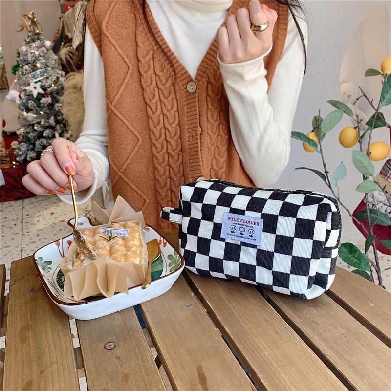 Женщины Corduroy Ретро Портативные туалетные принадлежности Хранение Кошелек Косметические сумки OneSize