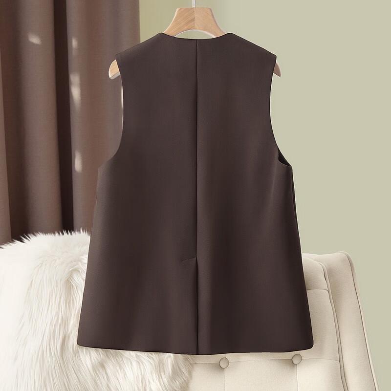 Sibaishai Women's V-Neck Single-Button Slim-Fit Mid-Length Vest