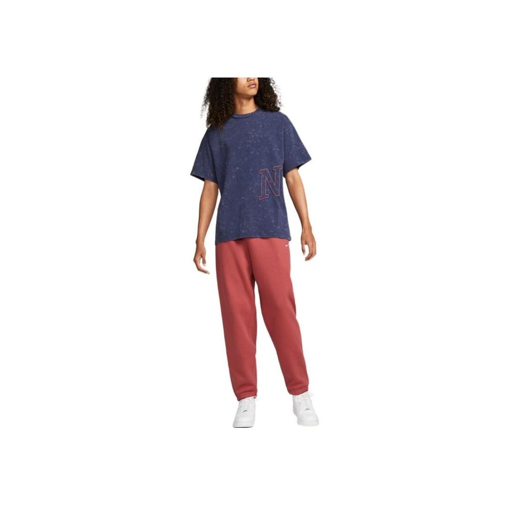Nike Oversized Letter Embroidery Crew Neck Fitted Pullover Short Sleeve T-Shirt Unisex Tops Blue DX5836-410