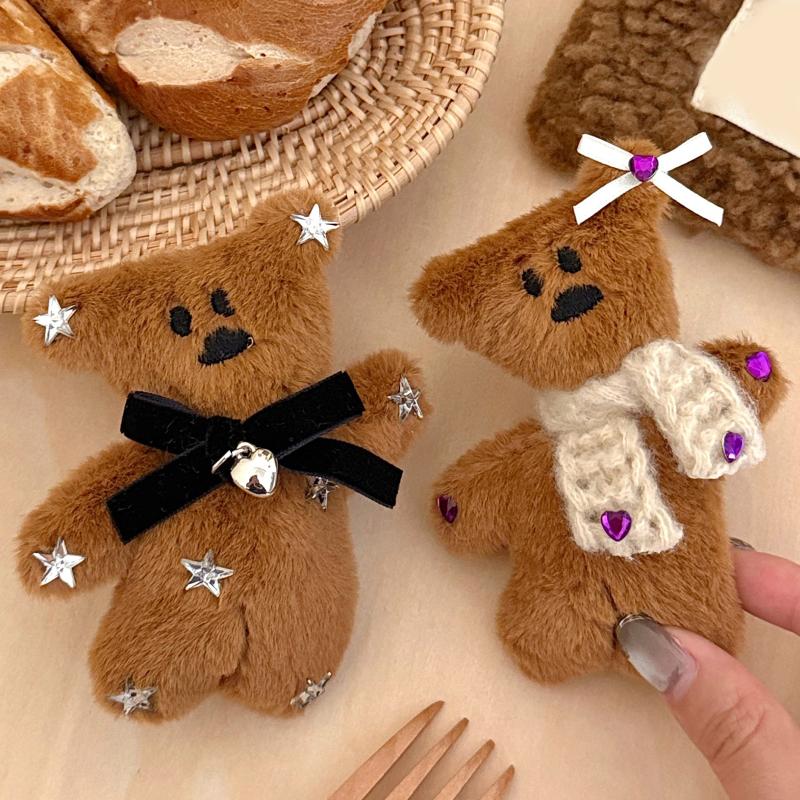 Cute Little Bear Plush Hairpin Cartoon Stuffed Doll Hair Clip Sweet Side Bang Clips Girly Autumn And Winter Hair Accessories