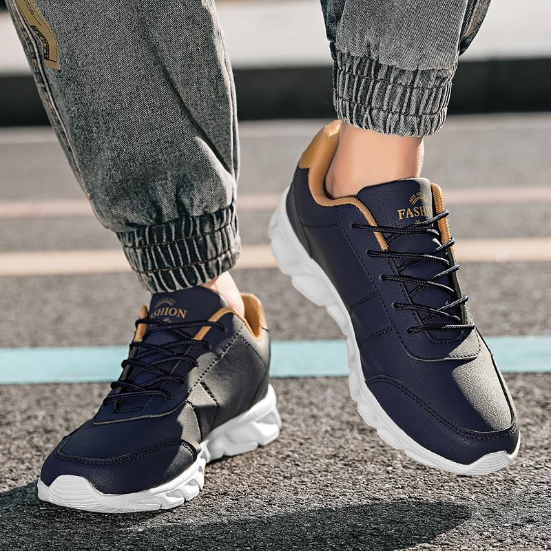 Men'S Casual Shoes Light Leather Men'S Sneakers 2022 Newest Comfortable Black Men'S Flat Casual Shoes Sneakers Men'S Shoes