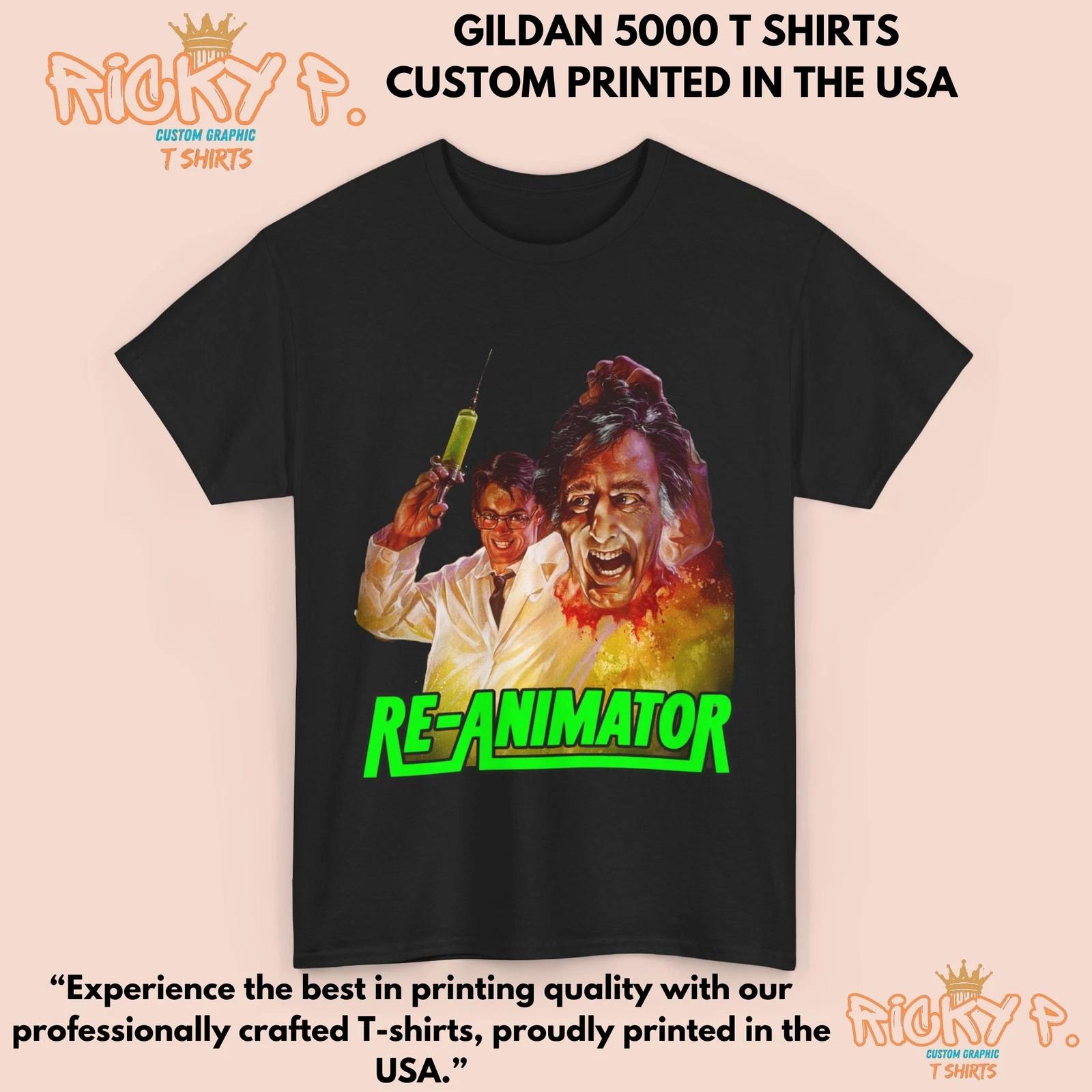 Re-Animator 1985 Movie 100% Cotton T-shirt Mens Tees Top Horror Unisex Heavy Cotton Tee M